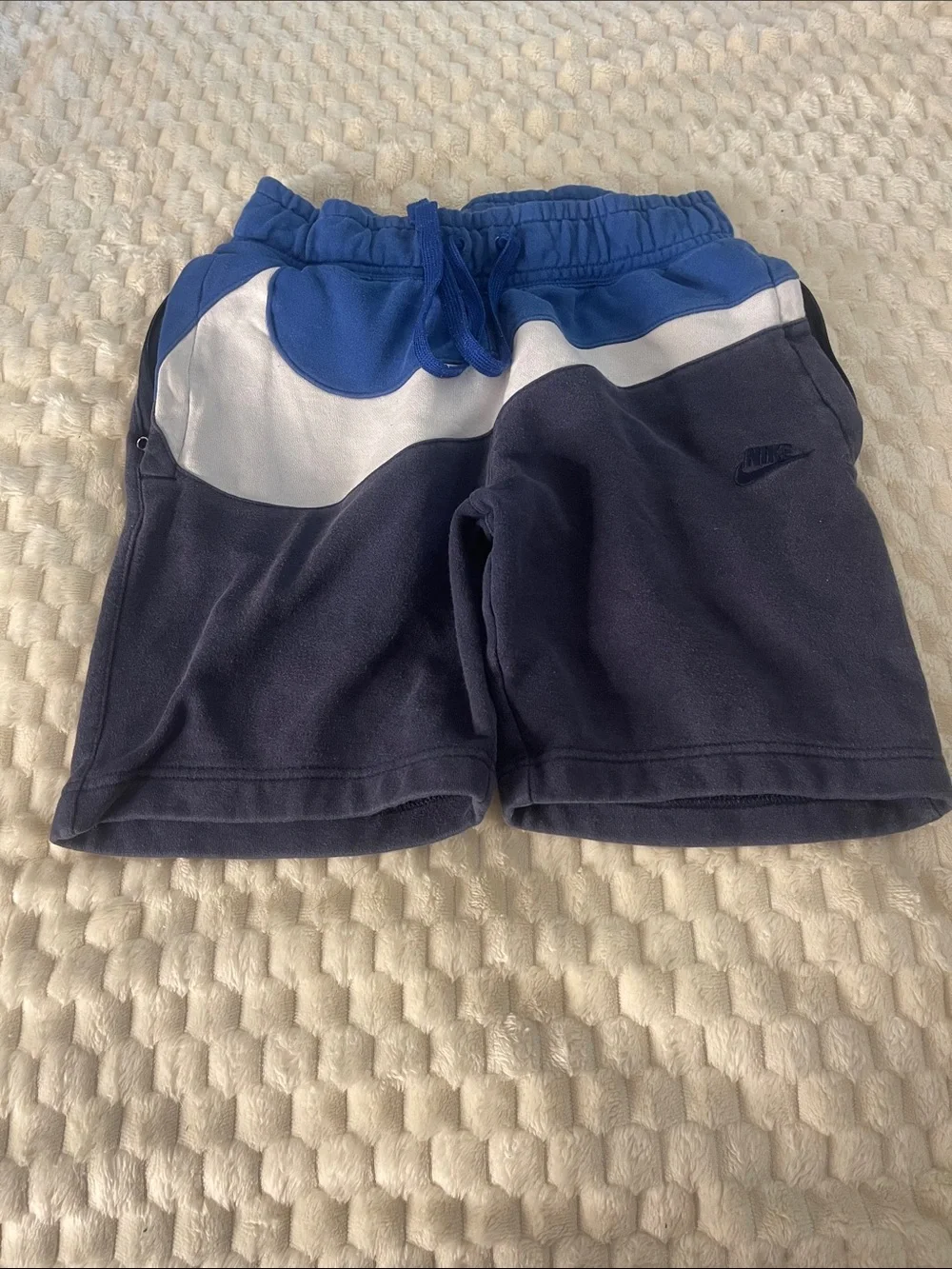 Nike Kids Navy, Royals Blue and White Colorblock Athletic Shorts